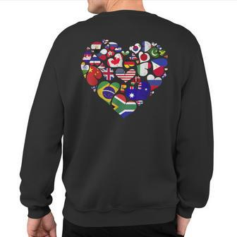 International World Flags Heart Travelling World Flag Sweatshirt Back Print - Monsterry UK