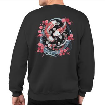 Japanese Koi Carp Ying Yang Nishikigoi Fish Cherry Blossom Sweatshirt Back Print - Thegiftio UK