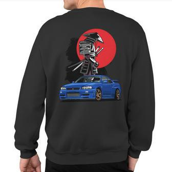 Jdm Skyline R34 Car Tuning Japan Samurai Drift Sweatshirt Back Print - Monsterry CA