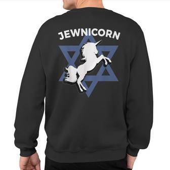 Jewnicorn Jewish Hanukkah Sweatshirt Back Print - Monsterry DE