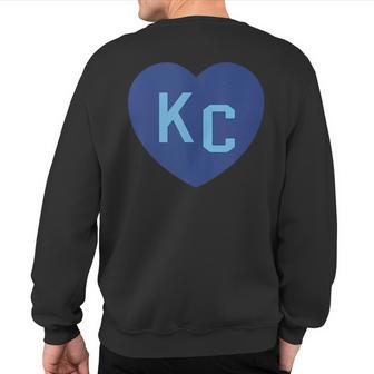 Kc Heart Kc Kansas City Kc Love Kc Powder Blue Kc 2-Letter Sweatshirt Back Print - Monsterry