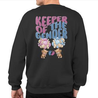 Keeper Of The Gender Reveal T Cute Baby Bear Balloons Sweatshirt Back Print - Monsterry UK