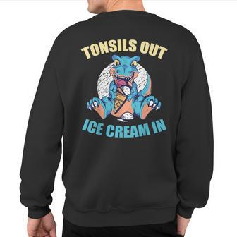 Kid's T-Rex Tonsils Out Ice Cream In Tonsillectomy Sweatshirt Back Print - Monsterry