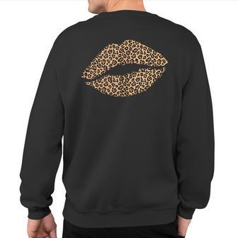 Leopard Lips Wild Lips Cheetah Animal Print Trendy Graphic Sweatshirt Back Print - Monsterry UK