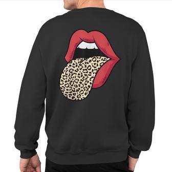 Leopard Print Red Lips Sexy Cheetah Leopard Print Red Lips Sweatshirt Back Print - Monsterry DE