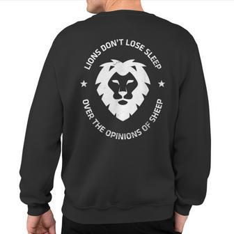 Lions Don't Lose Sleep Over Sheep Distressed Graphic Sweatshirt Back Print - Monsterry UK