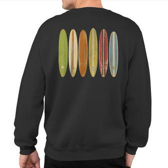 Longboard Surfboards Vintage Retro Style Surfing Sweatshirt Back Print - Monsterry
