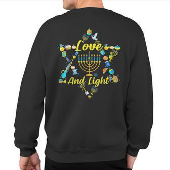 Love And Light Hanukkah Jew Menorah Jewish Chanukah Sweatshirt Back Print - Seseable
