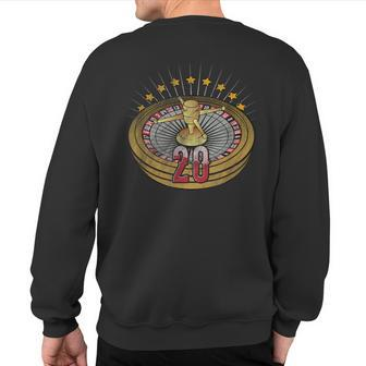 Lucky Number 20 S Roulette Wheel Gambling Distressed Sweatshirt Back Print - Monsterry