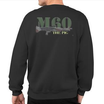 M60 Military Machine Gun American Flag Graphic Sweatshirt Back Print - Monsterry