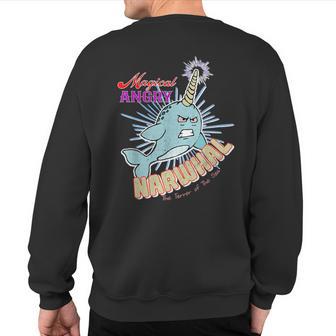 Magical Narwhal Terror Of The Seas Vintage Style Sweatshirt Back Print - Monsterry CA