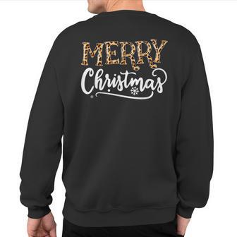 Merry Christmas Leopard Cheetah Print Xmas Family Matching Sweatshirt Back Print - Monsterry DE