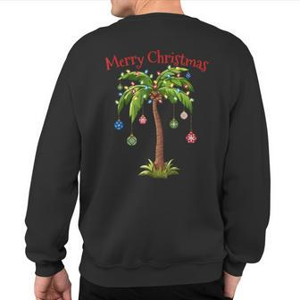 Merry Christmas Palm Tree Light Hawaiian Tropical Christmas Sweatshirt Back Print | Mazezy