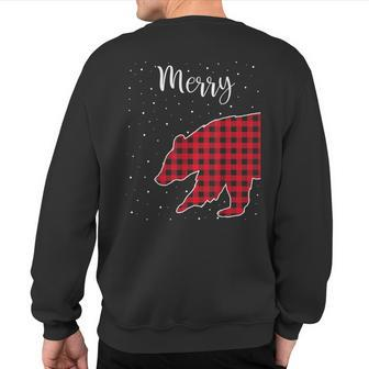 Merry Christmas Red Plaid Buffalo Bear Couples Matching Sweatshirt Back Print - Monsterry DE