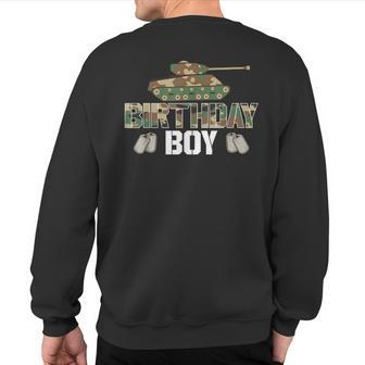 Military Theme Birthday Party Army Birthday Boy Sweatshirt Back Print - Monsterry