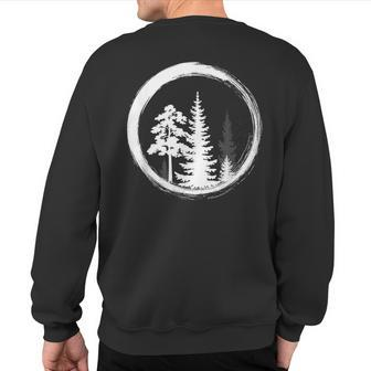 Minimalist Tree Forest Outdoors And Nature Graphic Sweatshirt Back Print - Monsterry