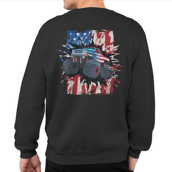 Monster Truck 4Th Of July Boys American Flag Usa Sweatshirt Back Print - Monsterry AU