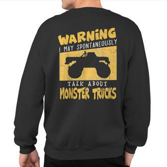 Monster Truck T Apparel For Big Trucks Crushing Car Fans Sweatshirt Back Print - Monsterry