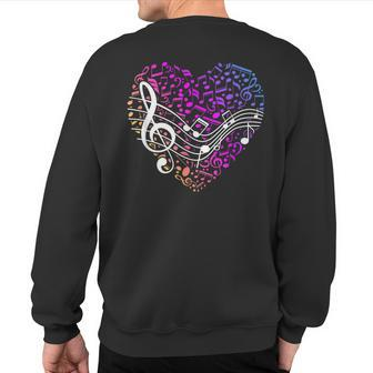 Musical Notes Heart Treble Clef Music Sweatshirt Back Print - Monsterry CA