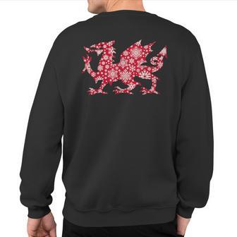 Nadolig Llawen Wales Welsh Cymru Happy Christmas Dragon Sweatshirt Back Print - Monsterry CA