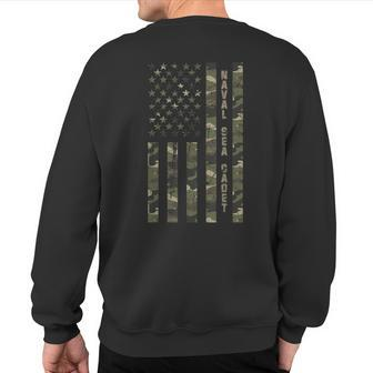 Naval Sea Cadet United States Distressed Camo W Us Flag Sweatshirt Back Print - Monsterry CA