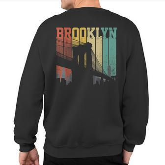 New York City Brooklyn Bridge Vintage Retro Skyline Nyc Ny Sweatshirt Back Print - Seseable