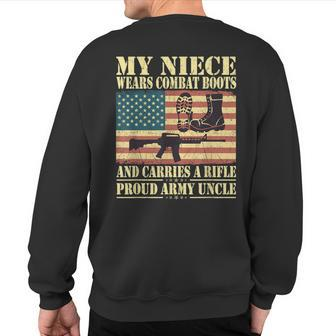 My Niece Wears Combat Boots Proud Army Uncle Military Family Sweatshirt Back Print - Monsterry UK
