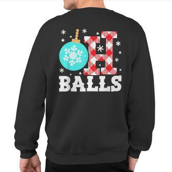Oh Balls Blue Red And White Plaid Merry Christmas Sweatshirt Back Print - Monsterry UK