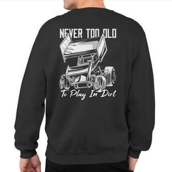 Never Too Old To Play In Dirt Sprint Car Fans Sweatshirt Back Print - Monsterry