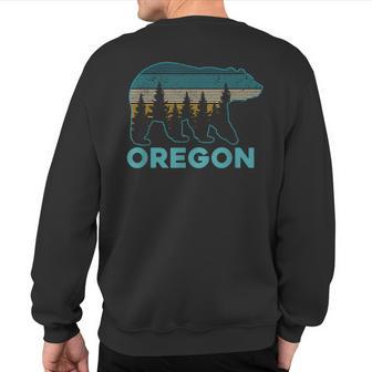 Oregon Vintage Grizzly Bear Nature Hiking Souvenir Sweatshirt Back Print - Monsterry DE