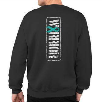 Ovarian Cancer Warrior Military-Style Awareness Ribbon Sweatshirt Back Print - Monsterry