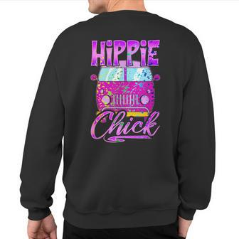 Paint Splatter Hippie Chick Retro Van Pink Love Hippy Sweatshirt Back Print - Monsterry
