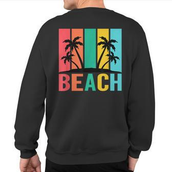 Palm Beachwear Beach Outfit Surfing Aloha Retro Palm Tree Sweatshirt Back Print - Monsterry UK