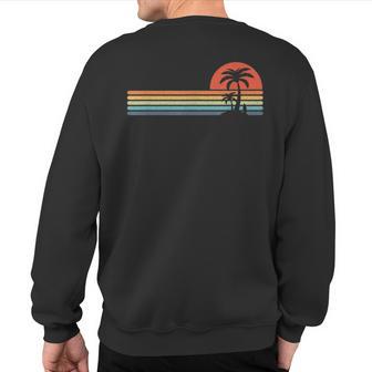 Palm Tree Retro Style Apparel Tropical Beach Island Stripes Sweatshirt Back Print - Monsterry AU