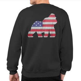 Patriotic Gorilla Love American Flag Vintage Sweatshirt Back Print - Monsterry