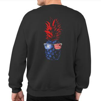 Pineapple Fruit Cool American Us Flag 4Th Of July Hawaiian Sweatshirt Back Print - Monsterry