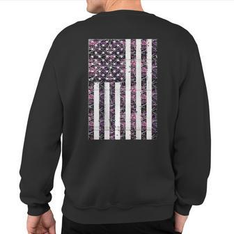 Pink Deer Hunting Camo Camouflage American Flag Back Print Sweatshirt Back Print - Monsterry UK