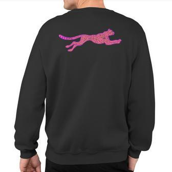 Pink Violet Running Panther Cool Animal Christmas Sweatshirt Back Print - Monsterry