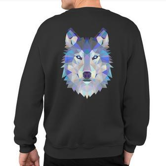 Polygonal Wolf Geometry Vector Animal Sweatshirt Back Print - Monsterry