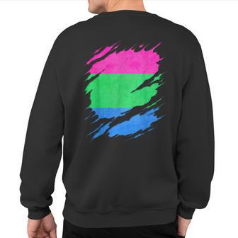 Polysexual Pride Ripped Reveal Sweatshirt Back Print - Monsterry AU