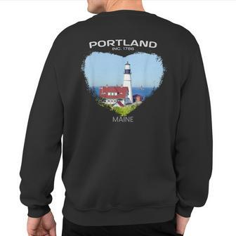 Portland Me Maine Portland Head Light Fort Williams Park Sweatshirt Back Print - Monsterry CA