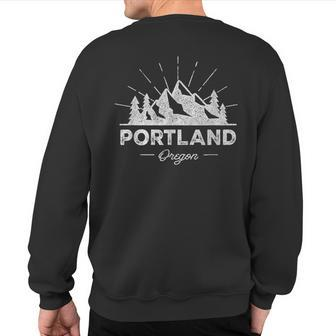 Portland Oregon Or T Vintage Hiking Retro Sweatshirt Back Print - Monsterry UK