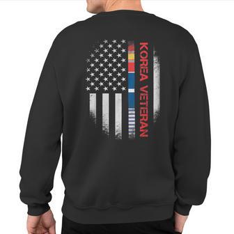 Proud Korea Veteran Us Flag T Korean War Military Sweatshirt Back Print - Monsterry