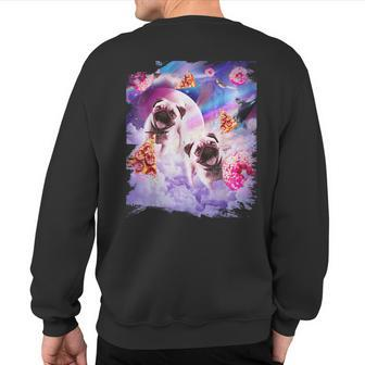 Pugs In The Clouds With Donut And Pizza Sweatshirt Back Print - Monsterry