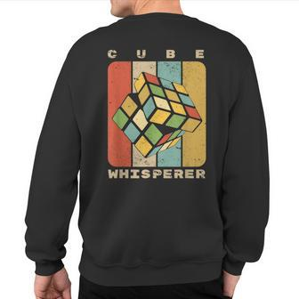Puzzle Cube Whisperer Vintage Speed Cubing Youth Math Sweatshirt Back Print - Monsterry