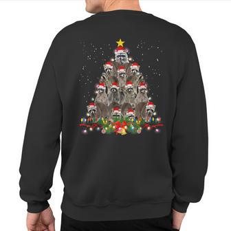 Raccoon Christmas Tree Lights Pajama Racoon Lover Xmas Sweatshirt Back Print - Monsterry UK