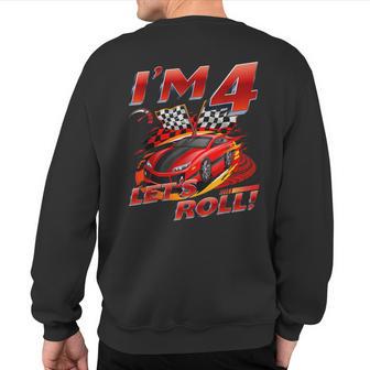 Race Car 4Th Birthday Boy 4 Year Old Racing Car Birthday Kid Sweatshirt Back Print - Monsterry AU