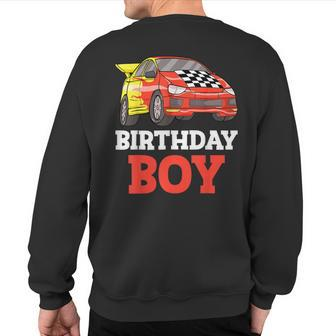 Race Car Birthday Boy Toddler Racing Car Driver Birthday Sweatshirt Back Print - Monsterry