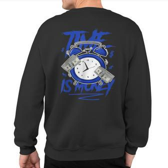 Racer Blue 5S To Match Time Is Money Shoes 5 Racer Blue Sweatshirt Back Print - Monsterry