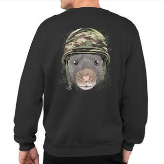 Rat Soldier Veteran Army Rat Rodent Lover Sweatshirt Back Print - Monsterry CA